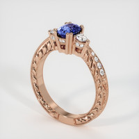 0.99 Ct. Blue Sapphire Ring, 14K Rose Gold 2