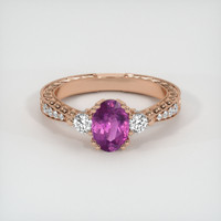 0.75 Ct. Pinkish Purple Sapphire Ring, 14K Rose Gold 1