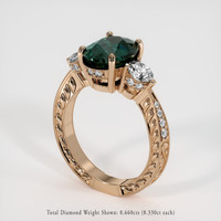 3.50 Ct. Bluish Green Sapphire Ring, 14K Rose Gold 2