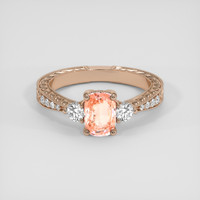 1.10 Ct. Padparadscha Sapphire Ring, 14K Rose Gold 1