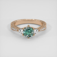 1.19 Ct. Bluish Green Sapphire Ring, 18K Rose Gold 1