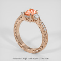 1.10 Ct. Padparadscha Sapphire Ring, 18K Rose Gold 2