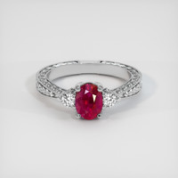 0.99 Ct. Pinkish Red Ruby Ring, 10K White Gold 1