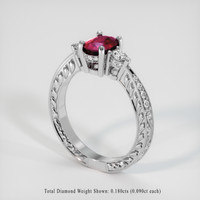 0.99 Ct. Pinkish Red Ruby Ring, 10K White Gold 2