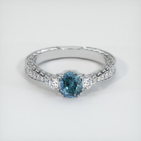 0.88 Ct. Greenish Blue Sapphire Ring, 10K White Gold 1