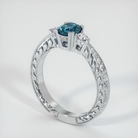 0.88 Ct. Greenish Blue Sapphire Ring, 10K White Gold 2