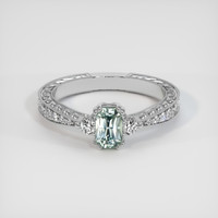 0.76 Ct. Bluish Green Sapphire Ring, 10K White Gold 1