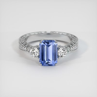 3.04 Ct. Blue Sapphire Ring, 14K White Gold 1