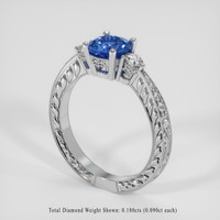 1.24 Ct. Blue Sapphire Ring, 14K White Gold 2