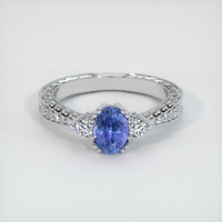 0.95 Ct. Blue Sapphire Ring, 14K White Gold 1