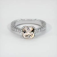 1.14 Ct. Peach Sapphire Ring, 14K White Gold 1