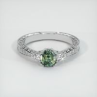 0.97 Ct. Bluish Green Sapphire Ring, 14K White Gold 1