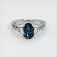 3.05 Ct. Greenish Blue Sapphire Ring, 18K White Gold 1