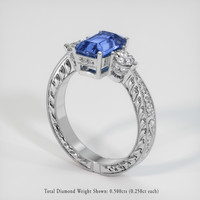 3.04 Ct. Blue Sapphire Ring, 18K White Gold 2