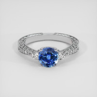 1.24 Ct. Blue Sapphire Ring, 18K White Gold 1