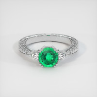 1.08 Ct. Emerald Ring, 18K White Gold 1