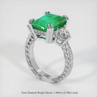 6.13 Ct. Emerald Ring, 18K White Gold 2