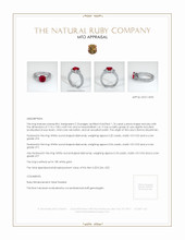 Three Stone Ruby Ring 1.76 Ct., 18K White Gold Appraisal