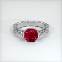 Three Stone Ruby Ring 1.76 Ct., 18K White Gold Preview
