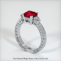 Three Stone Ruby Ring 1.76 Ct., 18K White Gold Preview