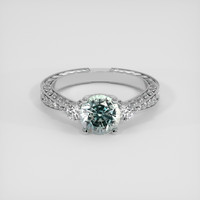1.79 Ct. Bluish Green Sapphire Ring, 18K White Gold 1
