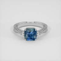 2.05 Ct. Greenish Blue Sapphire Ring, 18K White Gold 1