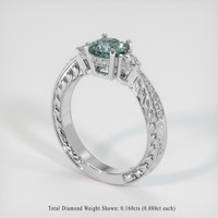 1.20 Ct. Bluish Green Sapphire Ring, 18K White Gold 2