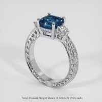 2.75 Ct. Greenish Blue Sapphire Ring, 18K White Gold 2