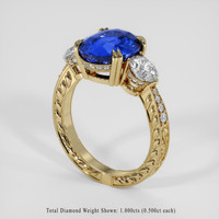 5.06 Ct. Blue Sapphire Ring, 10K Yellow Gold 2