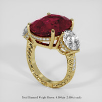 16.41 Ct. Red Rhodolite Garnet Ring, 14K Yellow Gold 2