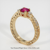 0.84 Ct. Ruby Ring, 14K Yellow Gold 2