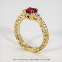 0.85 Ct. Ruby Ring, 14K Yellow Gold 2