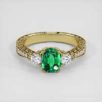 1.06 Ct. Emerald Ring, 18K Yellow Gold 1