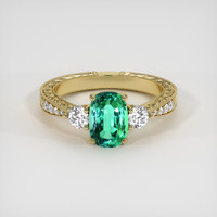 1.46 Ct. Emerald Ring, 18K Yellow Gold 1