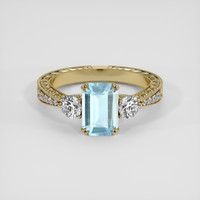 1.43 Ct. Blue Aquamarine Ring, 18K Yellow Gold 1