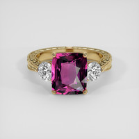 4.50 Ct. Purplish Pink Rhodolite Garnet Ring, 18K Yellow Gold 1