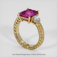 4.50 Ct. Purplish Pink Rhodolite Garnet Ring, 18K Yellow Gold 2