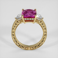 4.50 Ct. Purplish Pink Rhodolite Garnet Ring, 18K Yellow Gold 3