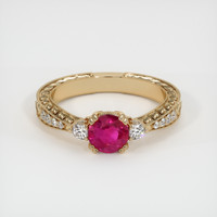 0.84 Ct. Ruby Ring, 18K Yellow Gold 1