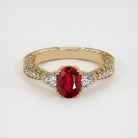 1.13 Ct. Ruby Ring, 18K Yellow Gold 1