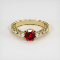 0.85 Ct. Ruby Ring, 18K Yellow Gold 1