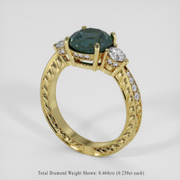 3.43 Ct. Greenish Blue Sapphire Ring, 18K Yellow Gold 2