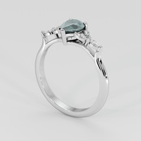 1.00 Ct. Bluish Green Sapphire Ring, Platinum 950 2