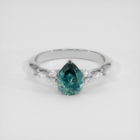 1.26 Ct. Greenish Blue Sapphire Ring, Platinum 950 1