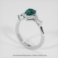 1.26 Ct. Greenish Blue Sapphire Ring, Platinum 950 2