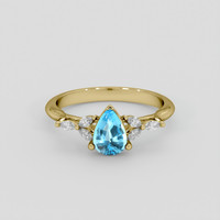 0.97 Ct. Swiss Blue Topaz Ring, Silver 1