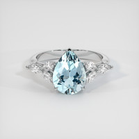 1.89 Ct. Blue Aquamarine Ring, 10K White Gold 1