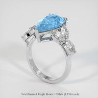 3.48 Ct. Blue Aquamarine Ring, 10K White Gold 2