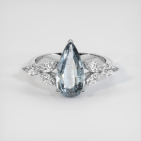 2.83 Ct. Greyish Blue Sapphire Ring, 10K White Gold 1