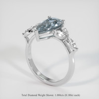 2.83 Ct. Greyish Blue Sapphire Ring, 10K White Gold 2